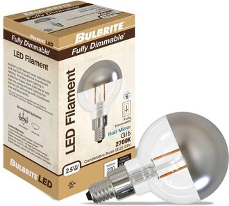 Bulbrite Led Filament Pack Of Four 2.5W Dimmable G16 Light Bulbs