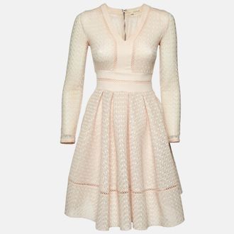 Maje Light Peach Lace Rossignol Pleated Mini Dress