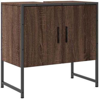vidaXL Mobile Lavabo Bagno Rovere Marrone 60x33x60cm Legno Multistrato - Vidaxl