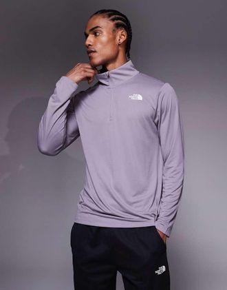 The North Face Training 24/7 - Top grigio con logo e zip corta