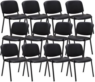Clp Pack De 12 Sillas Confidente Ken En Simil Cuero Negro