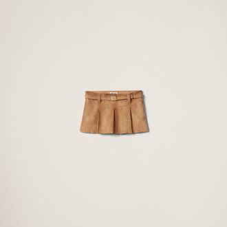 Miu Miu Pleated suede skirt