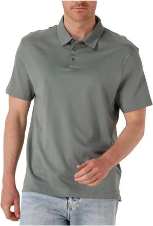 Calvin Klein Tops, Heren, Grijs, XS, Katoen, SS Supima Chest Emb Polo