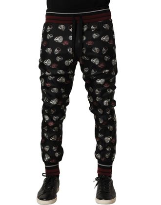 Dolce & Gabbana Ring-Print Silk Joggers - Black