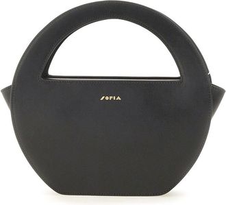 Vix Black Oval Minimalist Leather Shoulder Bag