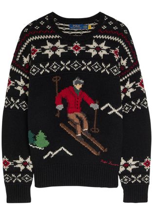 Polo Ralph Lauren Christmas-intarsia Wool Jumper - Black - M