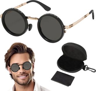 Generic Polarized Sunglasses, Adjustable Tint Vintage UV Protection, Round Men Fishing Sun Glasses, for Fishing Golf Sports Beach Running Camping Backpacking 