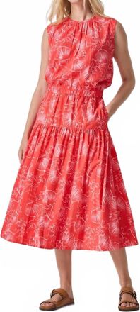 Lilla P Poplin Yoke Midi Skirt In Zinnia Print