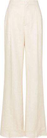 Tagliatore pleat-detail linen trousers - women - Linen/Flax/Cupro/Acetate - 44 - Neutrals