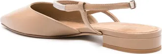 PESERICO Pointed Leather Ballerina Flat - Beige