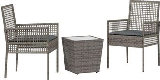 vidaXL Garden Bistro Set 3 pcs Grey Poly rattan Vidaxl
