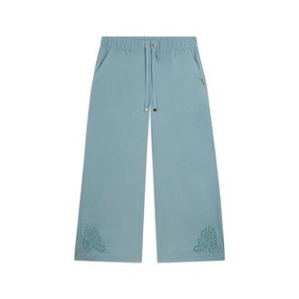 Freddy Pantaloni Cropped con Ricamo Floreale al Fondo