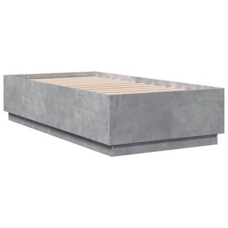 Berkfield Home Durable Bed Frame with LED without Mattress Concrete Grey 90x190 | Size: Single