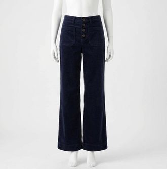 Faherty Womens Stretch Terry Cord Patch Pant In Abyss Navy