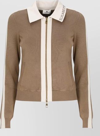 Elisabetta Franchi crewneck viscose sweater ribbed logo collar