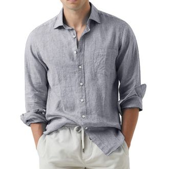 Generic Mens Long Sleeve Linen Cardigan with Lapel Collar, Loose Fit Open Front Shirt for Layering in Solid Colours, Relaxed Casual and Daily Wear(Grey, XXXL)