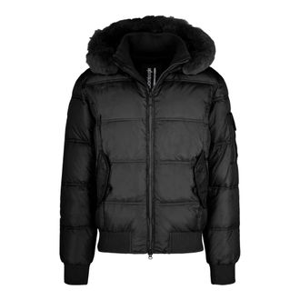 Bomboogie Winter Jackets, male, Black, Size: 3XL Gewatteerde bomberjack met korte bontafwerking