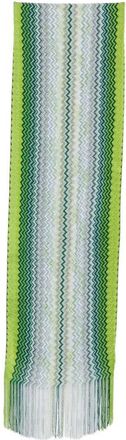 Missoni Scarves, female, Green, Size: ONE SIZE Zigzag Knit Fringed Scarf