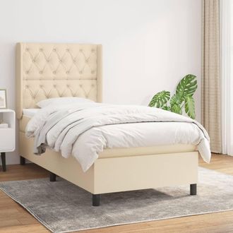 vidaXL Vidaxl - Cama Box Spring Con Colch&oacute;n Tela Color Crema 80x200 Cm