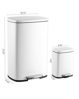 Happimess Connor Rectangular 13Gal Trash Can With Soft-Close Lid & Free Mini Trash Can
