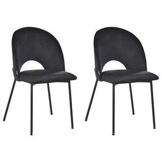 Beliani Conjunto De 2 Sillas De Comedor De Terciopelo Negro Covelo