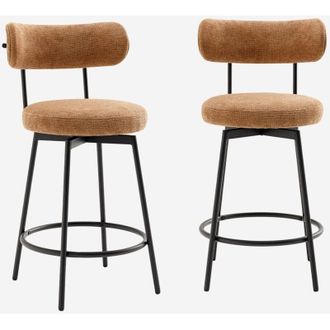 Sweeek Taburete De Bar Asiento Giratorio Metal Y Tela Simple, Set De 2