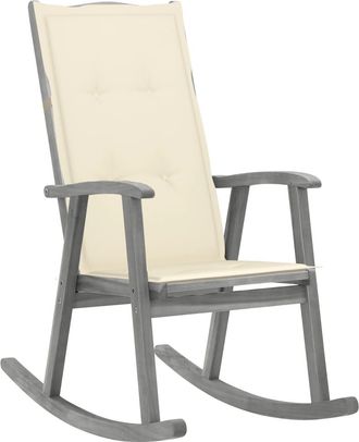 vidaXL Silla Baloi&ccedil;o Con Almohadillas Acacia Gris Massive - 252897