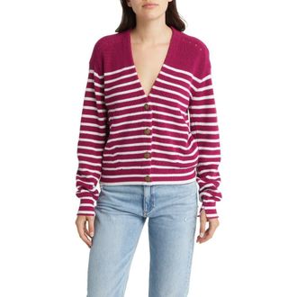 Rag & Bone Brianne Stripe Cotton & Cashmere Cardigan in Fuamlt at Nordstrom Rack, Size X-Small
