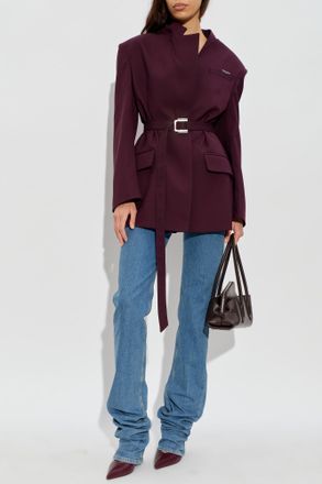 The Attico Blazer With Woolen Trim, Womens, Burgundy