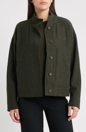 Eileen Fisher Boiled Wool Jacket in Woodland at Nordstrom Rack, Size Petite P