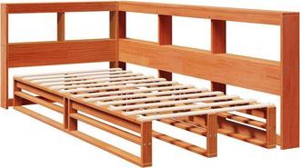 vidaXL Bookcase Bed without Mattress Wax Brown 90x190cm Solid Wood Pine Vidaxl