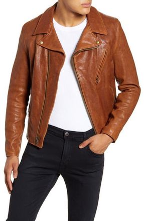 Schott NYC Leather Moto Jacket in Mustang at Nordstrom, Size Xx-Large