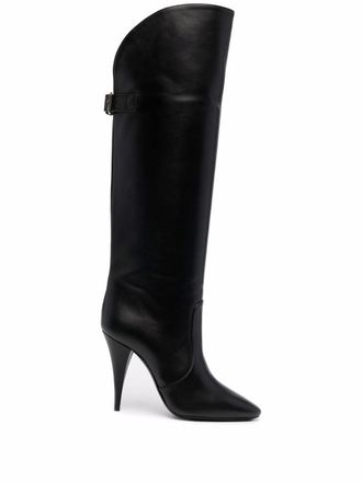 Saint Laurent knee-high 110mm Harper boots - women - Calf Leather/Leather/Leather - 37 - Black