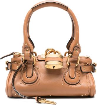 Chlo&eacute; small Paddington leather padlock tote bag - Marrone