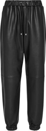 Philipp Plein Broeken, Dames, Zwart, M, Leer, Leren Joggingbroek