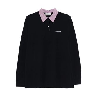 Miu Miu Striped-collar Polo Top