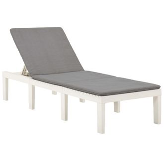 vidaXL Tumbona Con Coj&iacute;n Pl&aacute;stico Blanco Vidaxl