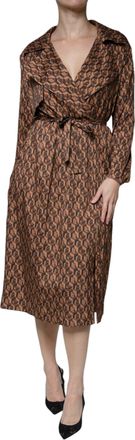 Ballantyne Printed Long Sleeves V-neck Wrap Midi Womens Dress (Pre-Owned)