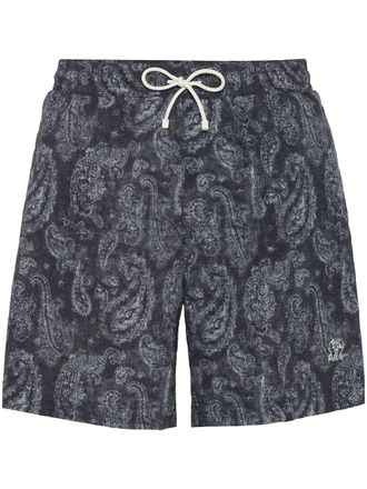 Brunello Cucinelli paisley-print swim shorts - Black