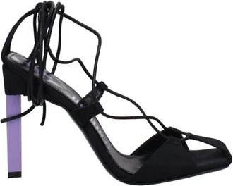 The Attico Schoenen, Dames, Zwart, 36 1/2 EU, Leer, Zwarte Leren Hoge Hak Sandalen