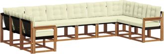 vidaXL Conjunto De Sof&aacute;s De Exterior 10 Uds. Natural Y Crema Vidaxl