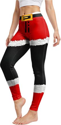 Generic Women Christmas Xmas Printed Leggings High Waisted Legging Xmas Printed Novelty Legging Yoga Running Gym Santa Outfit for Women Christmas Santa High W