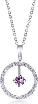 Lafonn Simulated Diamond Lab-Created Birthstone Reversible Pendant Necklace in Purple/February at Nordstrom Rack, Size 20