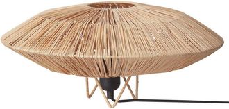 Beliani Lámpara de mesa con base de hierro y pantalla de paja estilo boho natural Mentiri