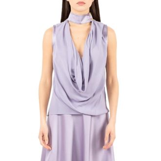 Elisabetta Franchi Blouses, female, Purple, Size: XL Draped Top