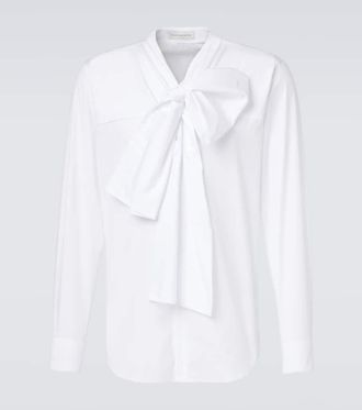 Dries Van Noten Tie-neck cotton poplin shirt