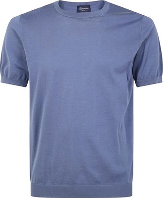 Drumohr Casual Ronde Hals T-Shirt - Heren - T-shirts - Blauw - XL - Tops