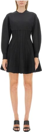 Alexander McQueen Corset Cwnk Mini Jurk - Dames - Korte kleedjes - Zwart - S - Wol - Kleedjes