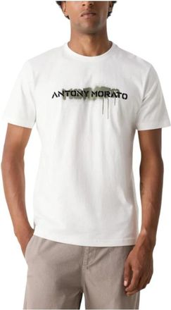 Antony Morato Wit Geschilderd T-shirt - Heren - T-shirts - Wit - 2XL - Leer - Tops