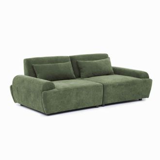 Oviala Sof&aacute; modular de 2 plazas con respaldo ajustable 218 cm color verde